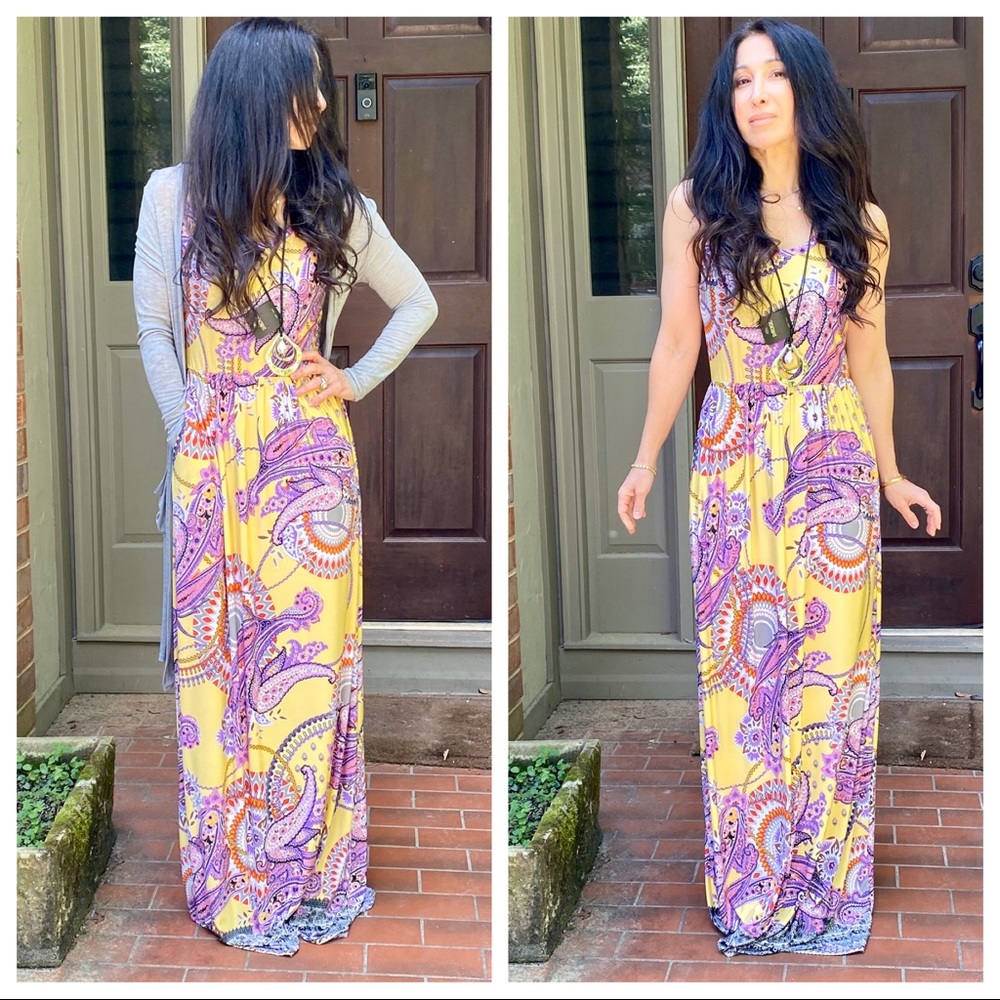 Sleeveless tank floral maxi with side pockets - Picture 2 of 6